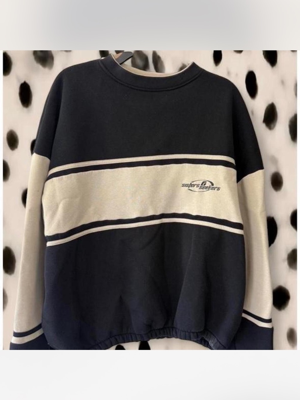Navy and Cream Colorblock Crewneck Sweatshirt